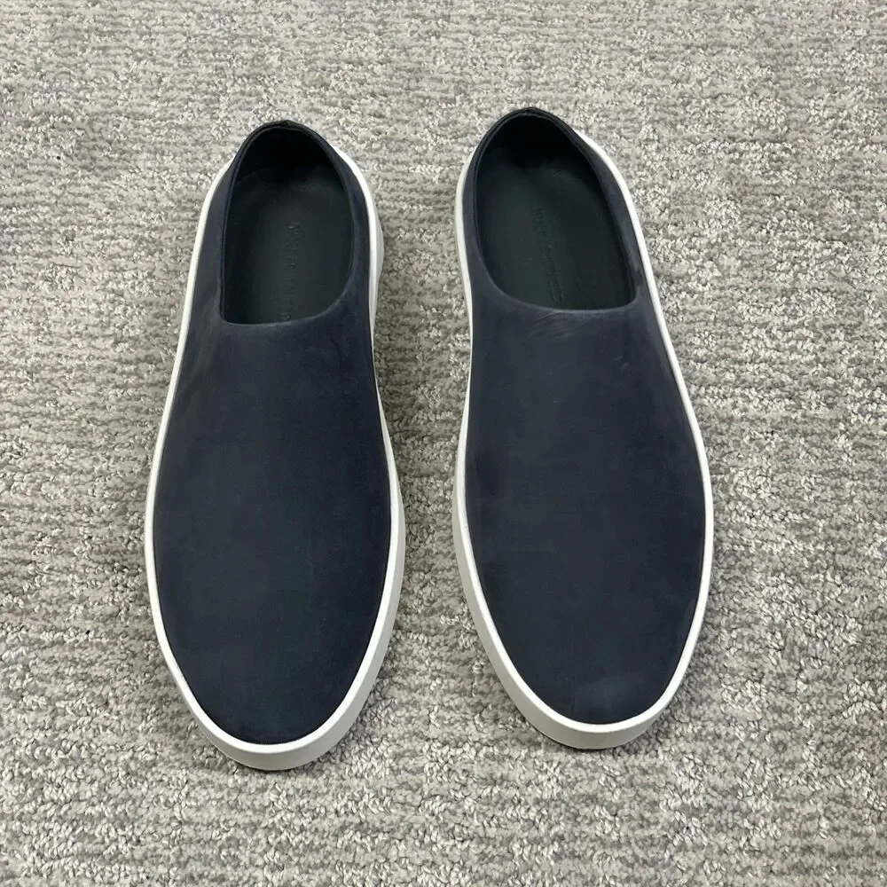Wolf & Shepherd Cruise Navy Leather Slip On Mules Shoes Mens US 7.5 EU 40.5 New